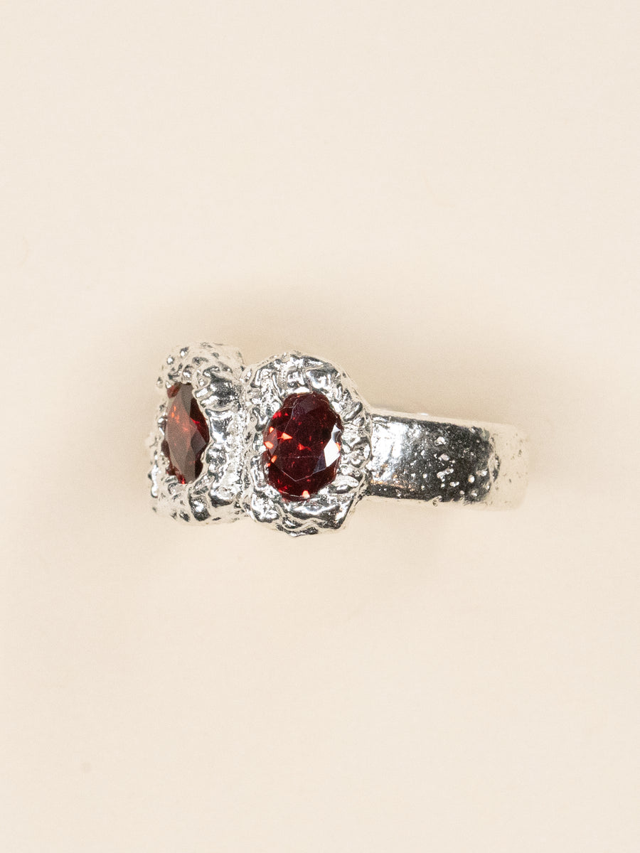 KIJANI, RED - SILVER RING