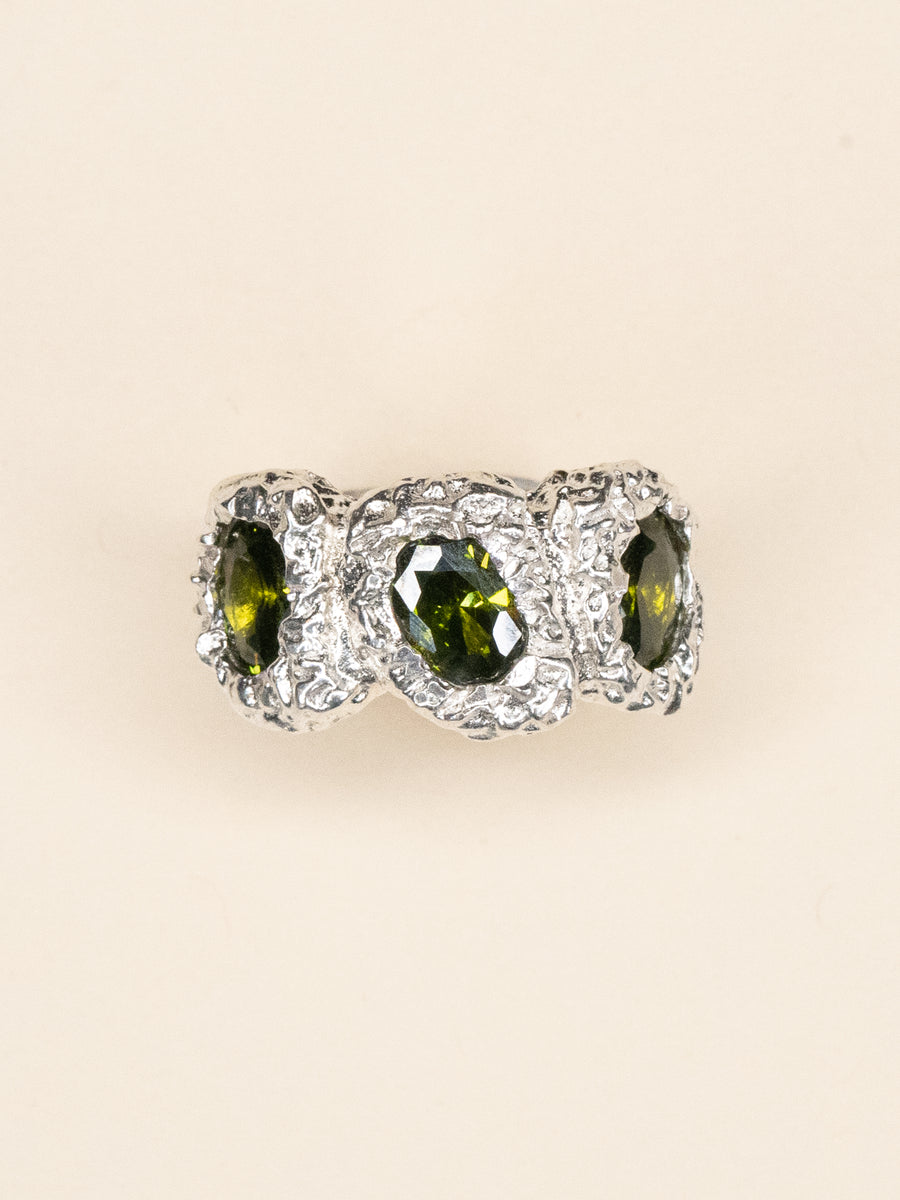 KIJANI, GREEN - SILVER RING